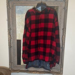 Plaid/ Denim custom combo flannel shirt